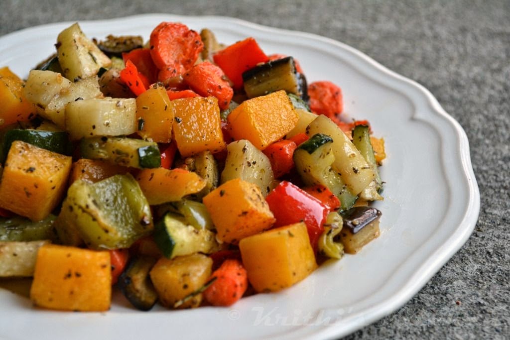 Krithi's Kitchen Oven Roasted Winter Vegetables