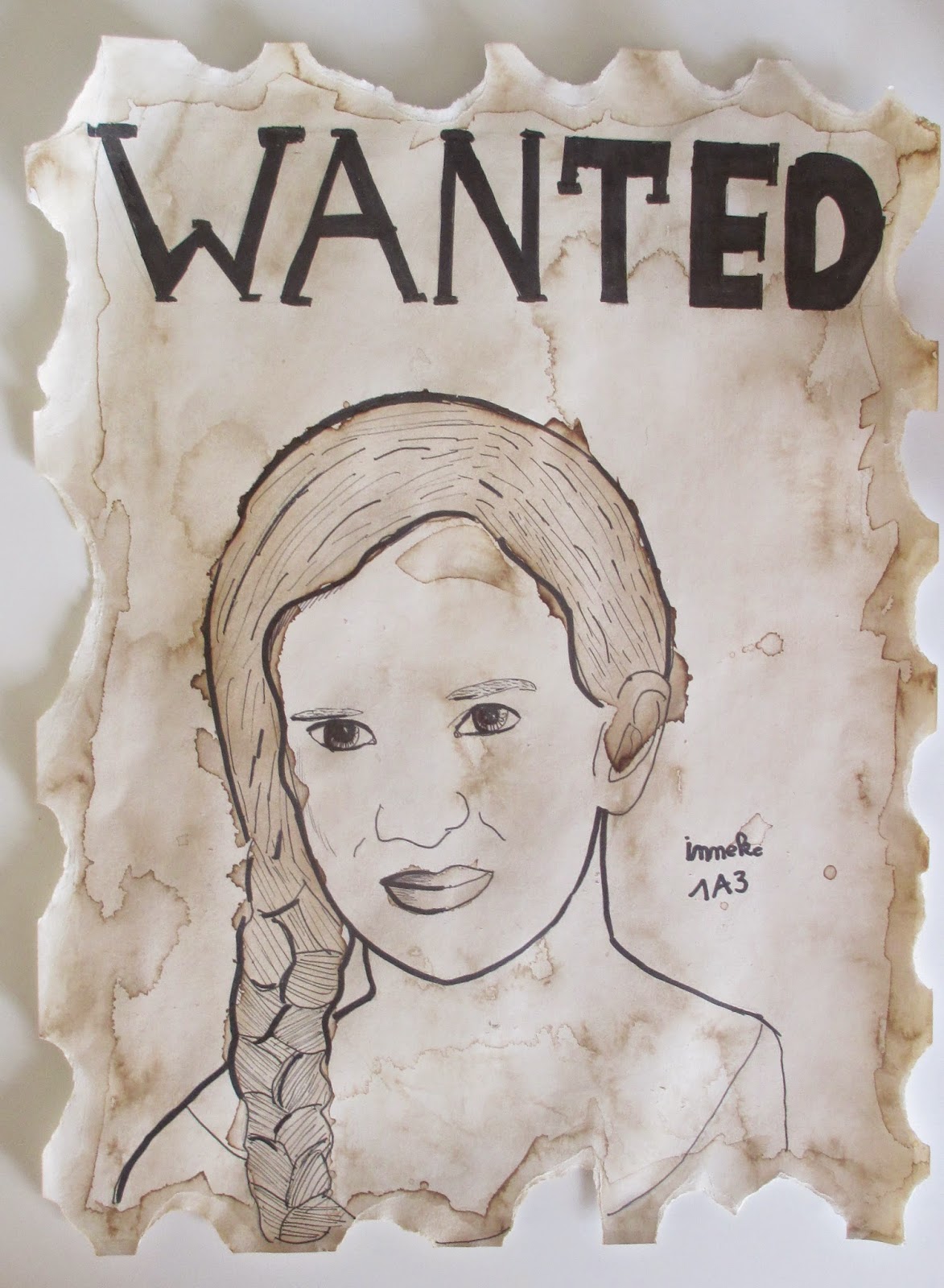 P.o. huisje: wanted portret met 1a3 (schilderen met koffie!)