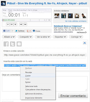 [Tutorial] Colocando Música em um blog Goear+3