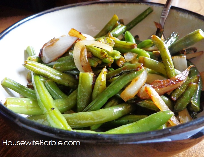 An American Housewife Green Beans with Caramelized Onions