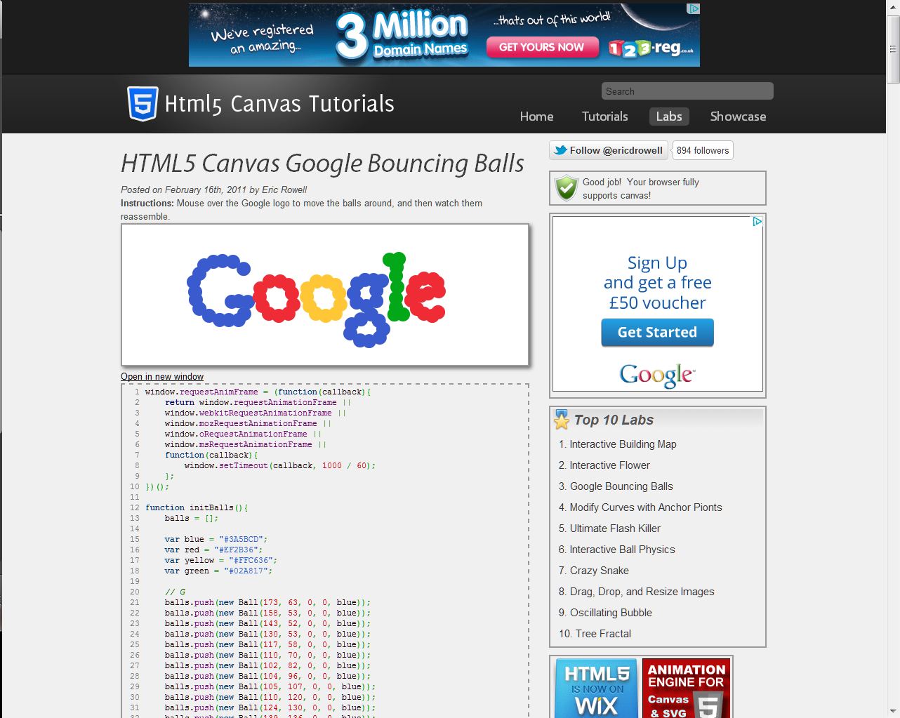 Google Bouncing Balls