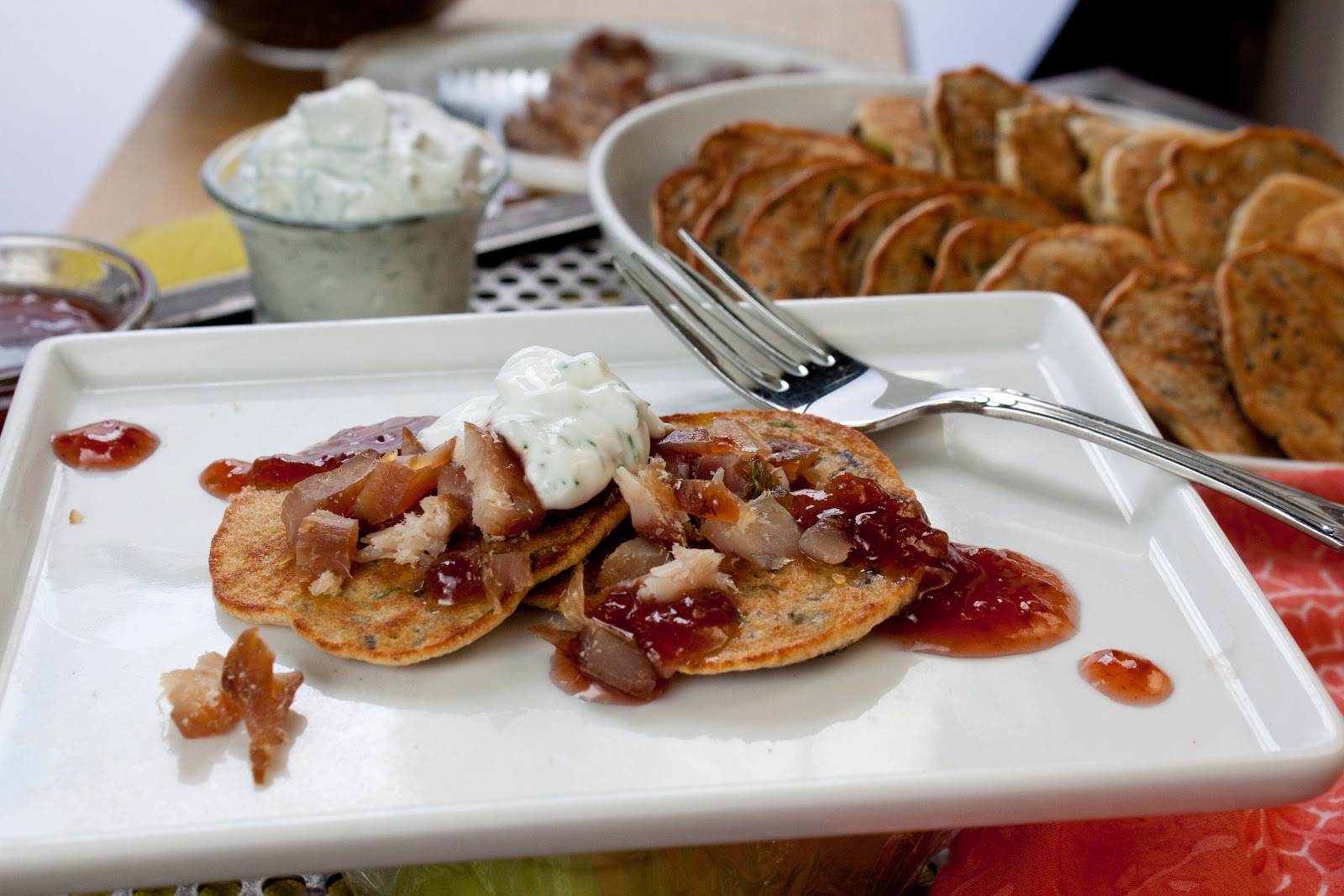 Fat and Happy Blog Recipe Swap Wild Rice Pancakes with Smoked Mahi Mahi