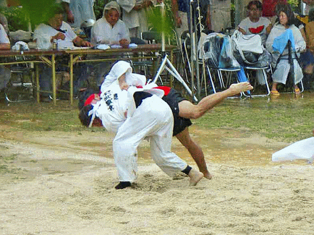 Okinawan Sumo, wrestlers, outdoors