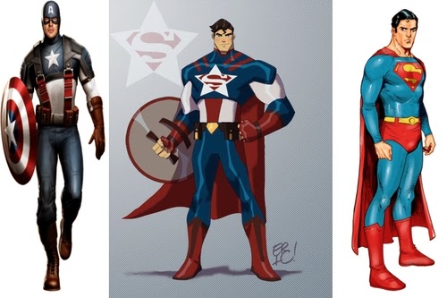 02-Superman-and-Captain-America-comics-Eric-Guzman-Superhero-MashUp-www-designstack-co
