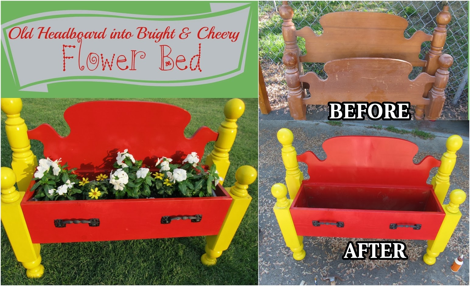 DIY Repurposed Headboard into a Flower Bed DIY Craft Projects