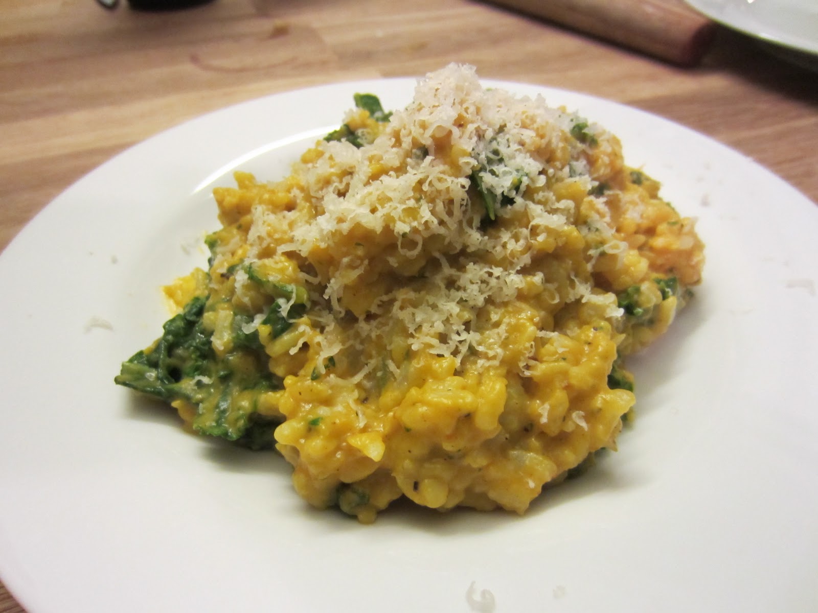 Bourbon and Bleu meatless monday creamy pumpkin and kale "risotto"