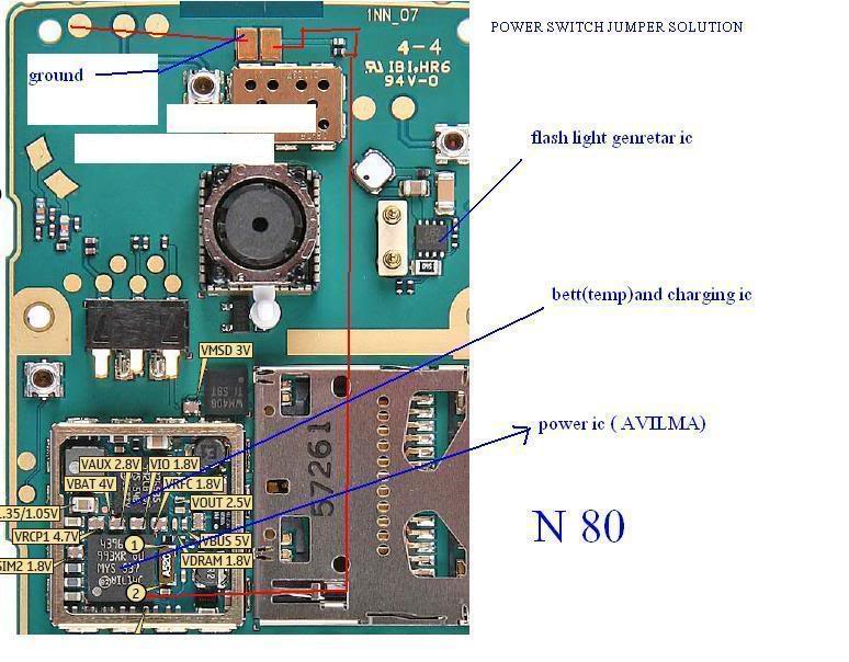 NEW GSM SOLUTIONS Nokia N80 power switch jumper solution