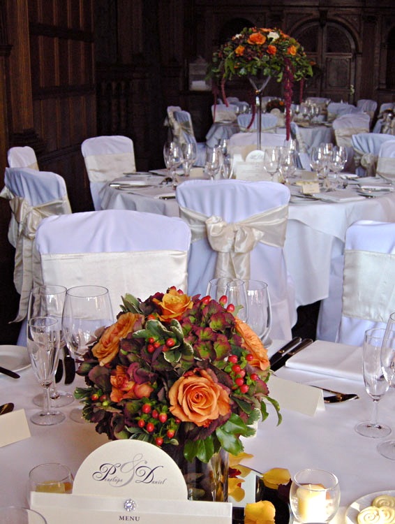 The tall tablecentres were mixed with these lovely coordinating low designs 