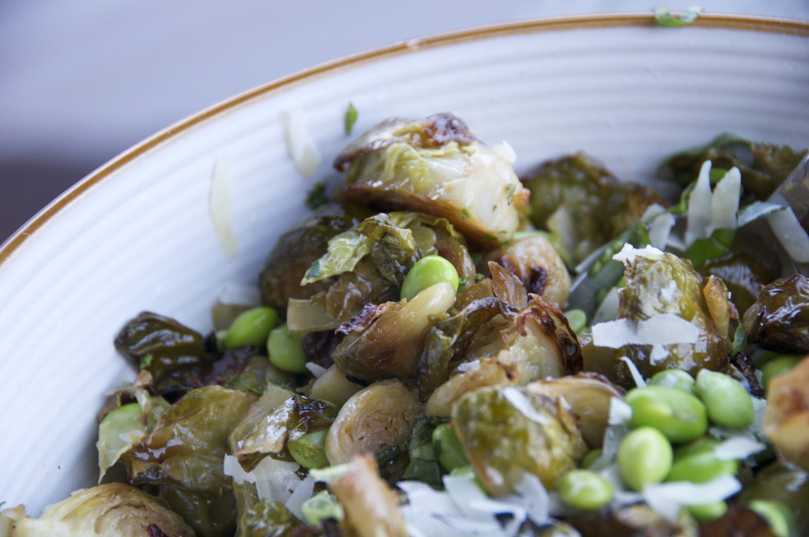 see you in the morning brussels sprouts + edamame with lemon, pecorino