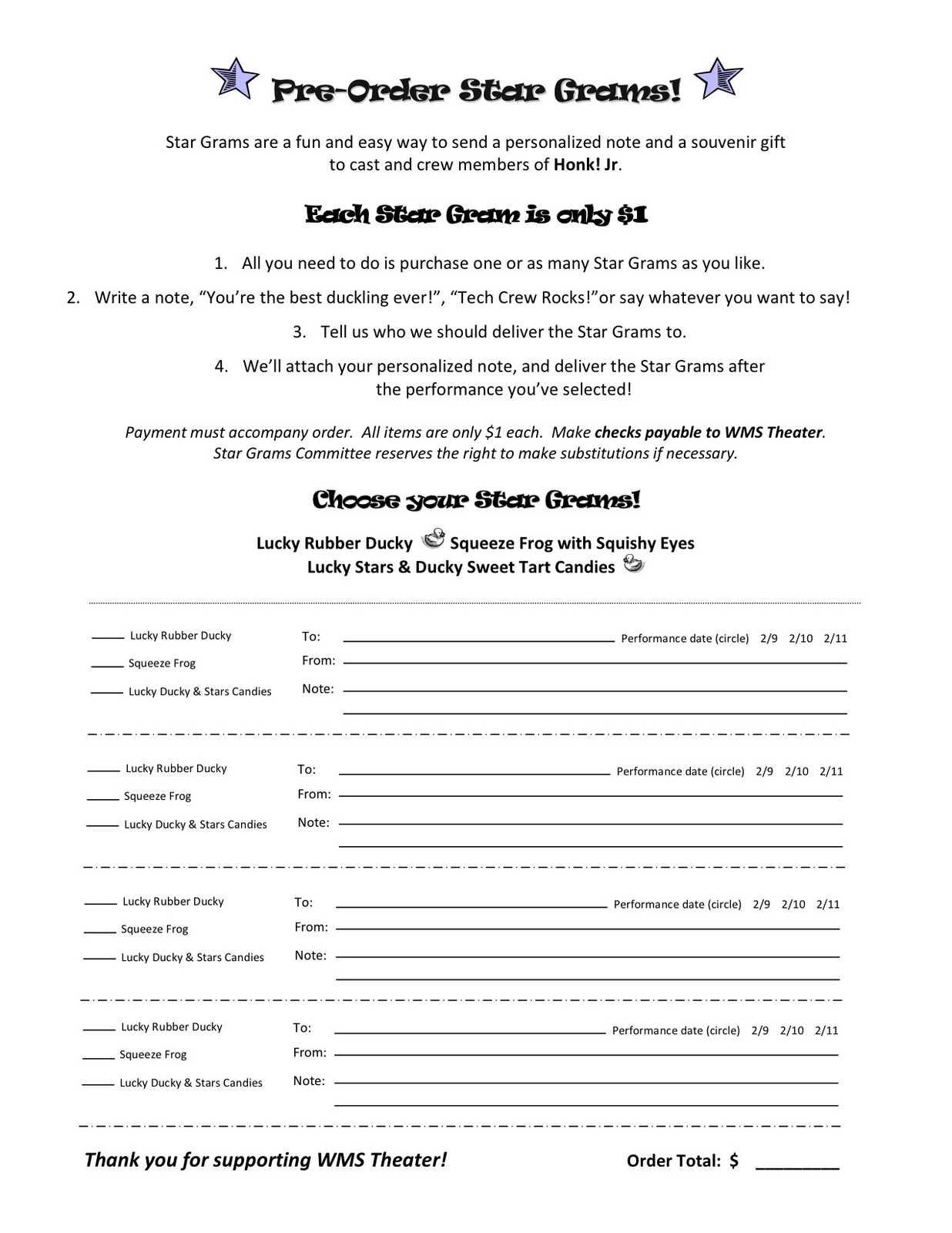pre order form template wyoming middle school theater stargrams pre order form pre order form template wyoming middle school theater stargrams pre order form