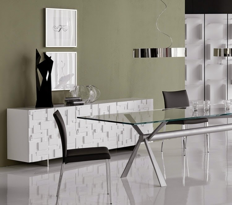 contemporary art with white sideboard
