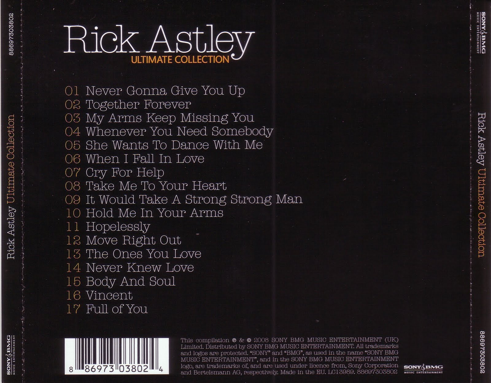 Caratulas De Cds Mi Coleccion Rick Astley Ultimate Collection