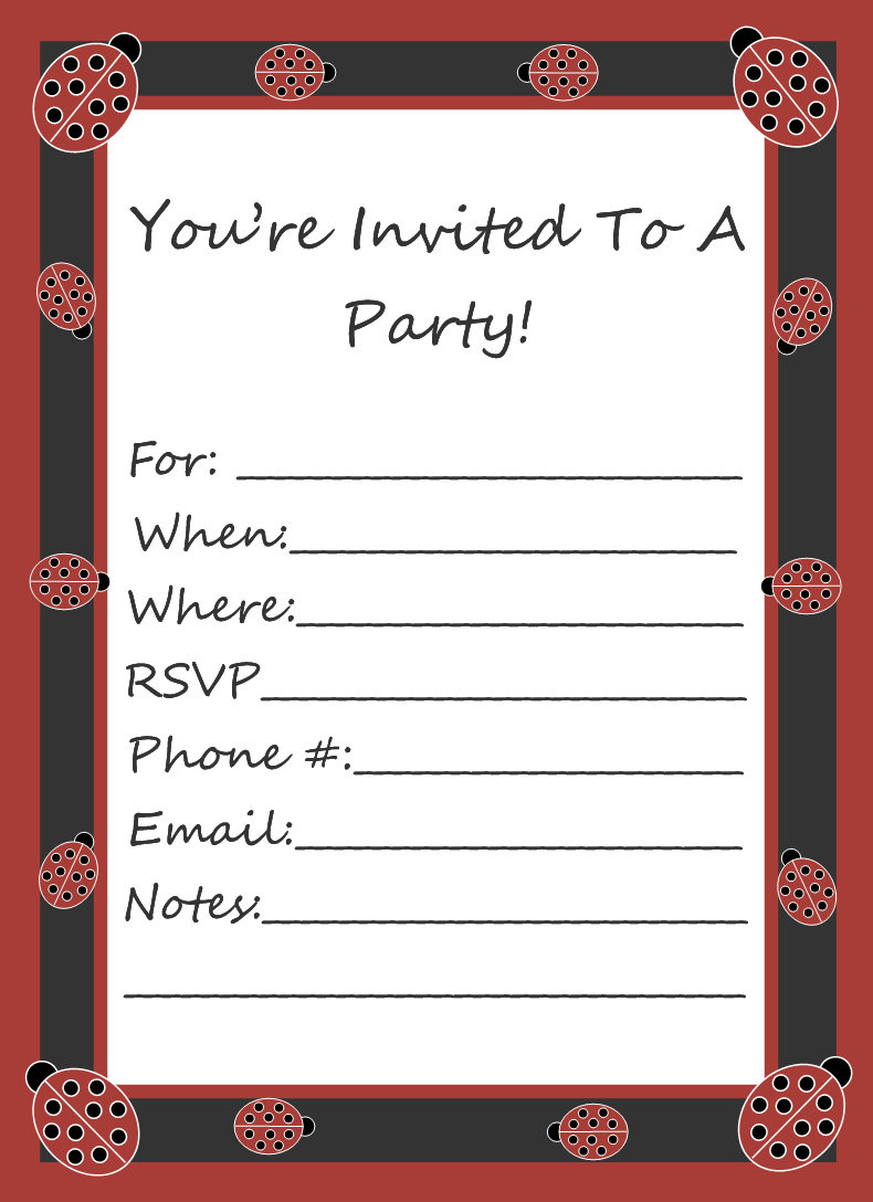 free clipart n images free ladybug party invitation template black and white blank invitations
