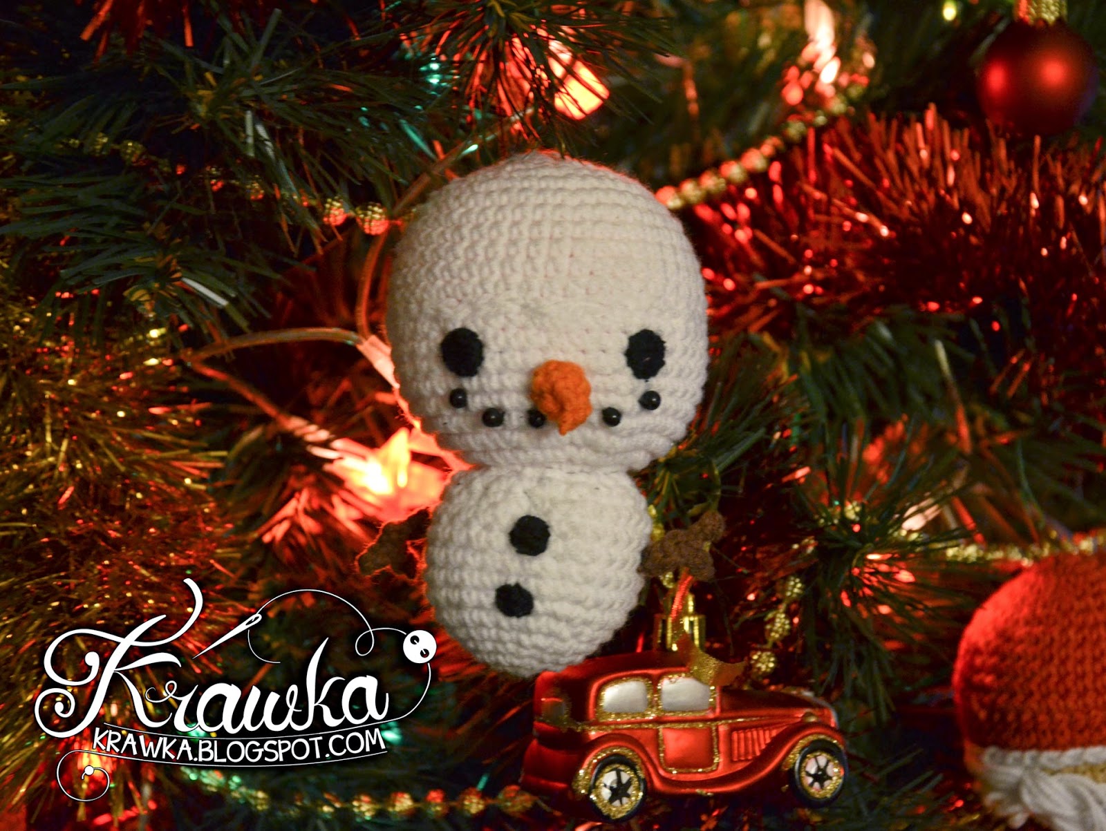 Krawka: Snowman Christmas Tree ornament crochet free pattern Krawka: Snowman Christmas Tree ornament crochet free pattern