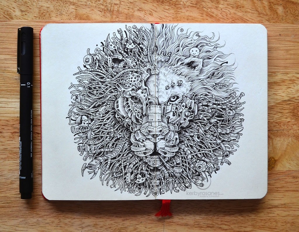 19-The-Kings-Awakening-Kerby-Rosanes-Detailed-Moleskine-Doodles-Illustrations-and-Drawings-www-designstack-co