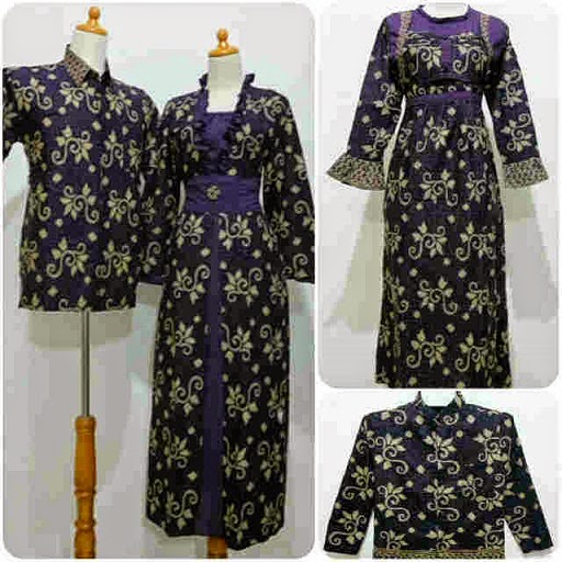 model batik pasangan sarimbit warna kalem ungu