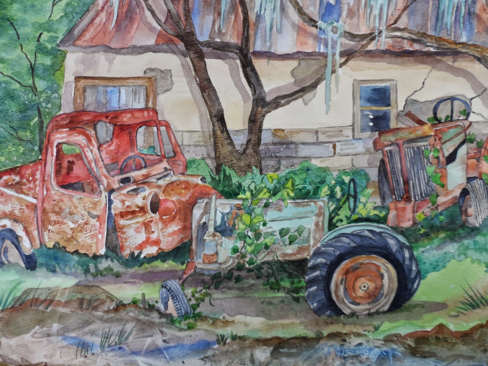 Cottage Creative Living by Egretta Wells Tractor Paintings and