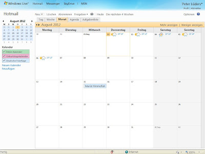 Outlook.com Kalender Outlook.com Kalender mit Wetter