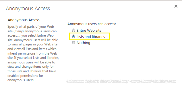 sharepoint 2013 anonymous access document library