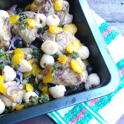 baked lychee and mandarin orange chicken