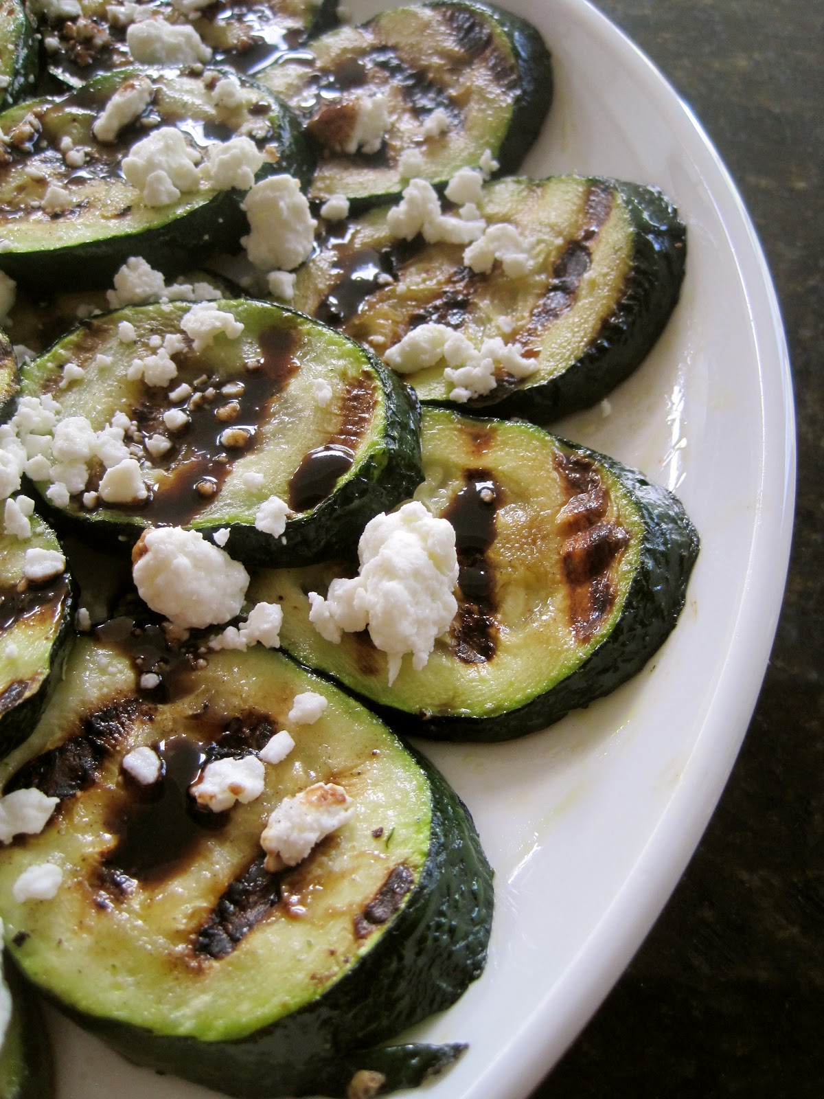 Grilled Zucchini with Goat Cheese and BalsamicHoney Syrup