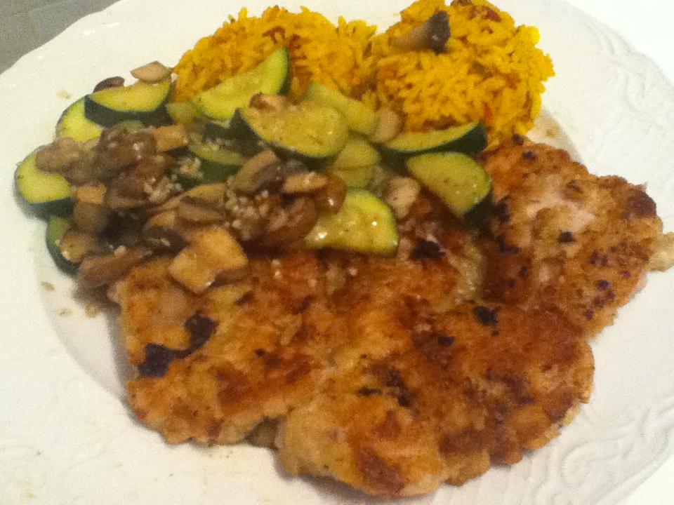 Hungry Panda Homemade Fried Pork Chops, Spanish Rice and Beans, and