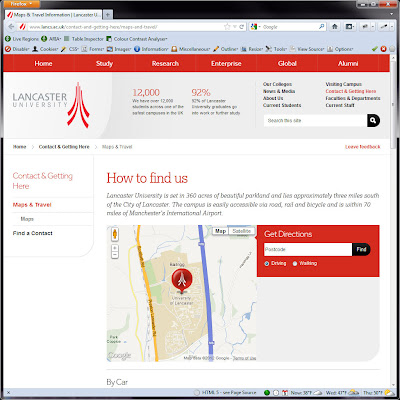Screen shot of http://www.lancs.ac.uk/contact-and-getting-here/maps-and-travel/.