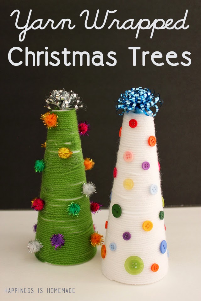 Yarn Wrapped Christmas Trees {Kid Craft} | #christmas #craft #kidscraft