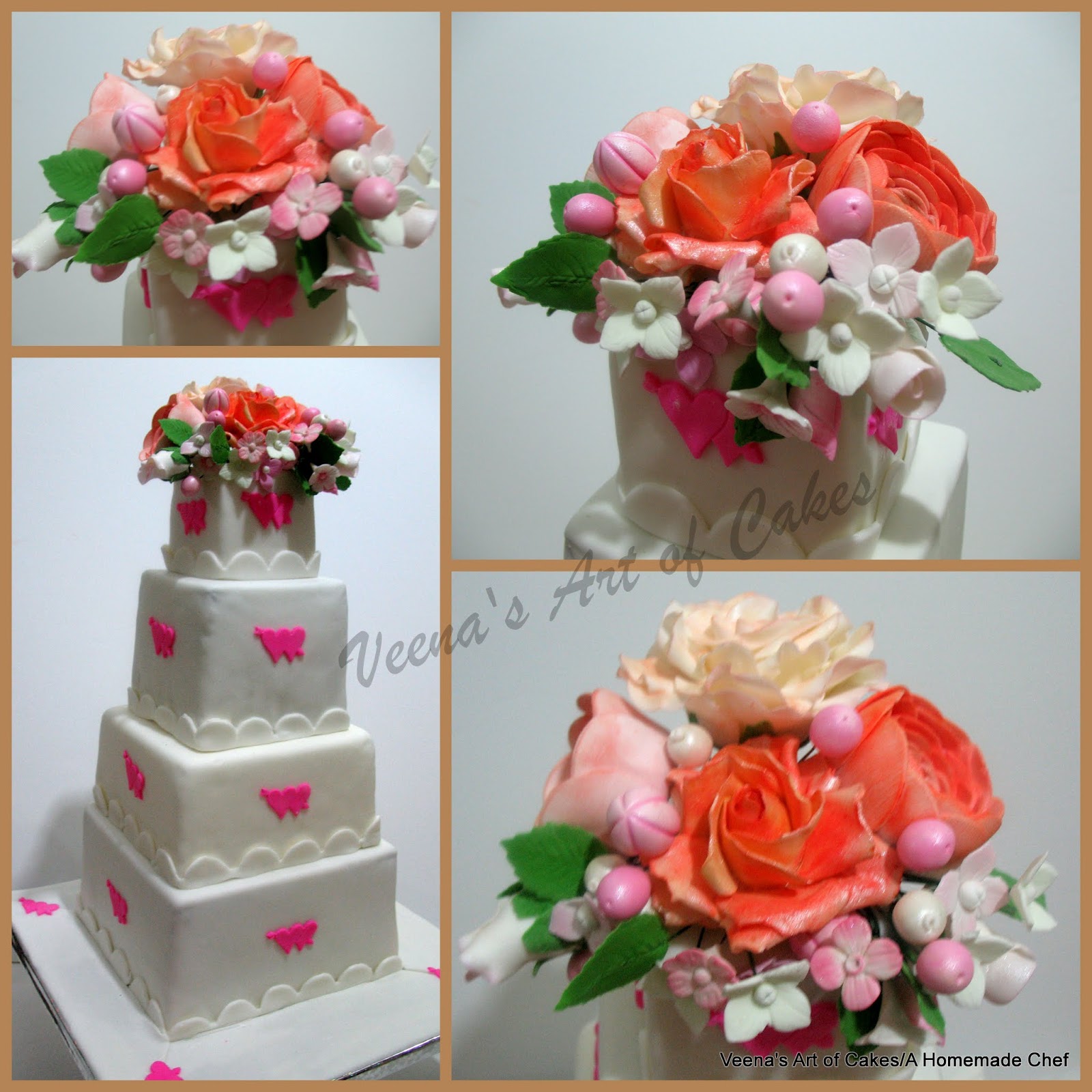 floral wedding cake images  my first four tier wedding cake and my first square wedding cake too