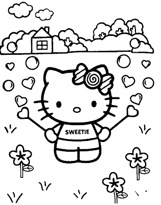 Coloring Pages  Kitty on Beautiful Ribbon Hello Kitty Coloring Pages   Cartoon Coloring Pages