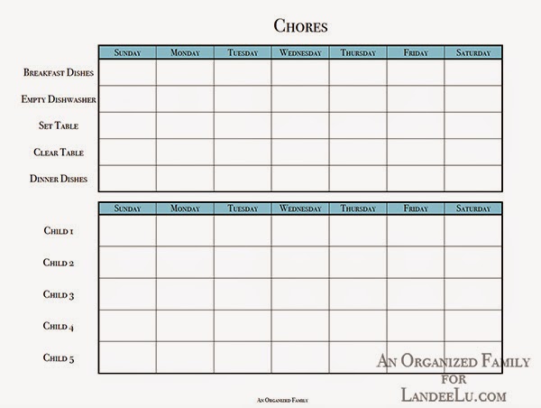 Transformers Chore Chart