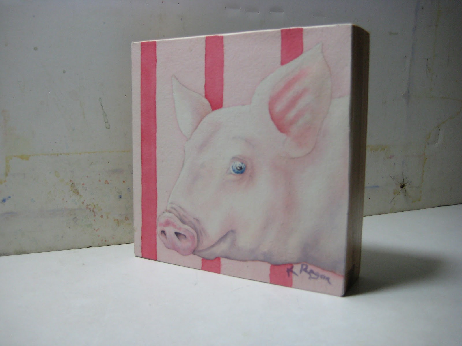 Studio at the Farm Varnishing Watercolor Paintings