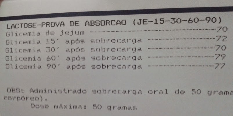Exame lactose