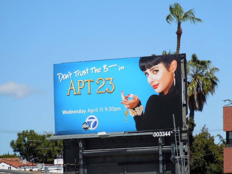 Don't Trust the B in Apt 23 billboard Don't Trust the B Apt 23 ad