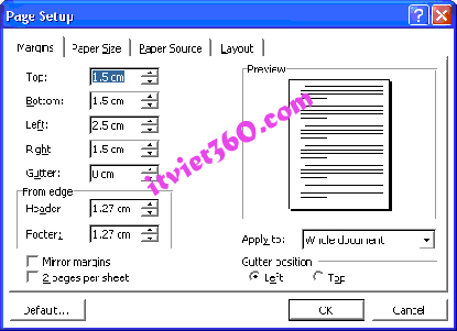 Hướng dẫn cách căn chỉnh lề trong Word 2007, 2003, 2010, 2013, page setup