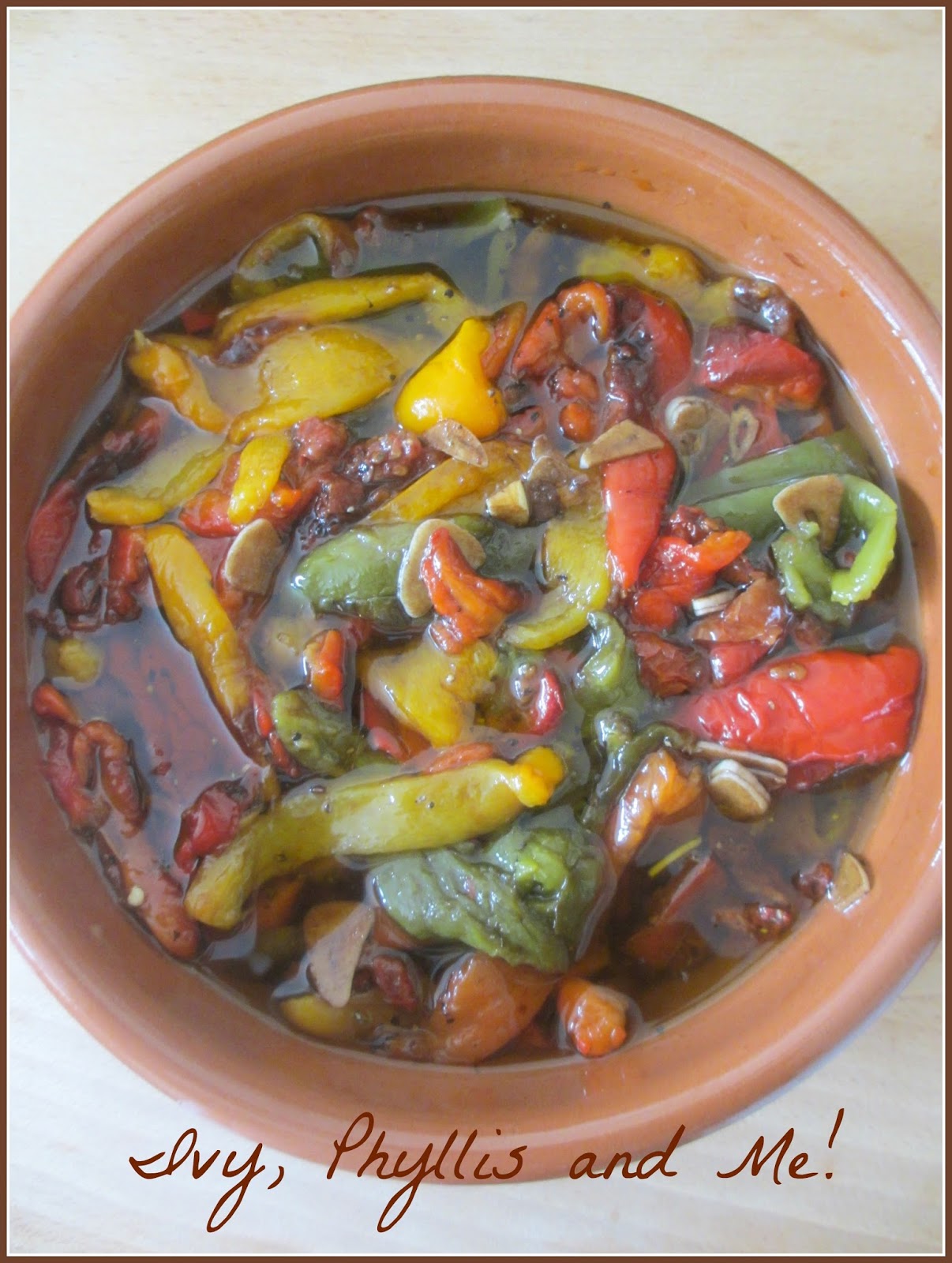 Ivy, Phyllis and Me! ROASTED GREEN, RED AND YELLOW PEPPERS
