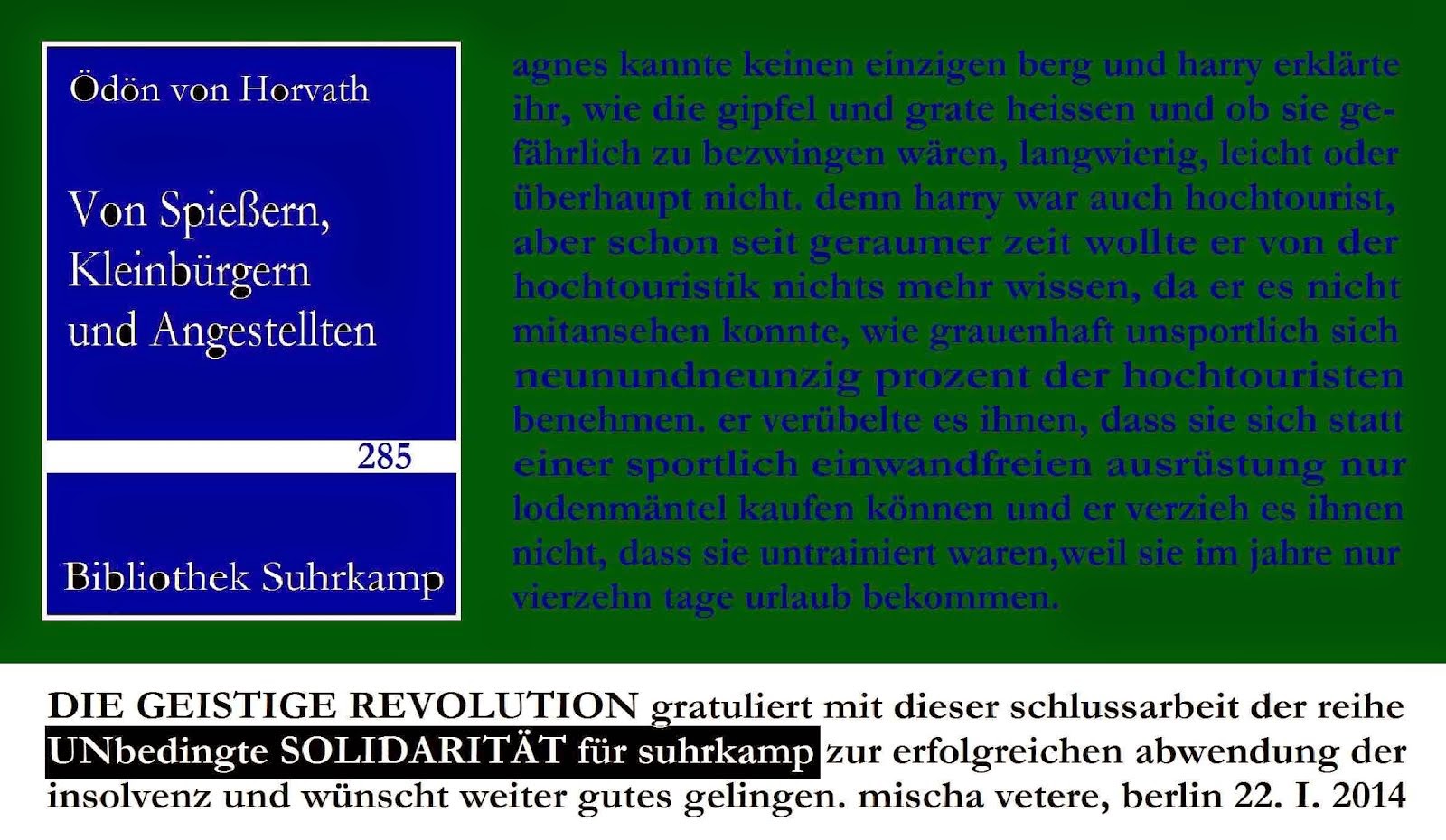 DIE GEISTIGE REVOLUTION mischa vetere unbedingte solitarität unseld erbe 2012 2013 zensur DE