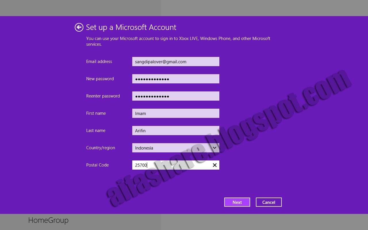Cara Daftar/Buat Akun Microsoft Pada Windows8 | Aifa Tips Trik Dan Download