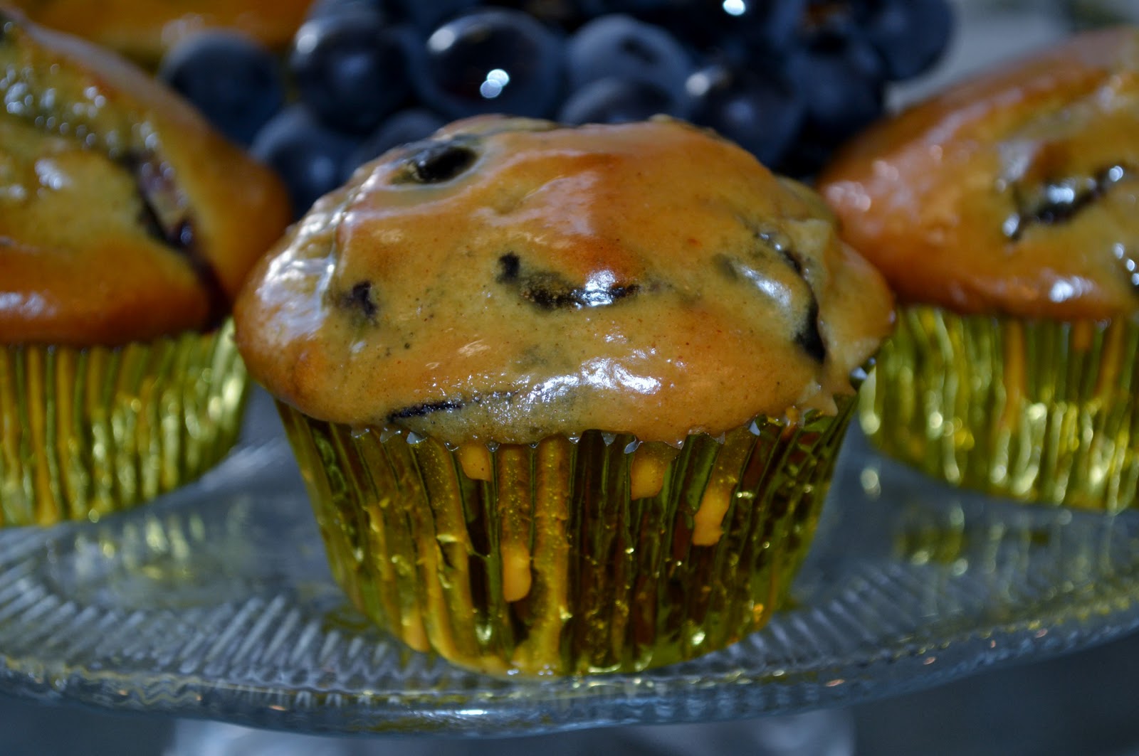 Concord Grape Muffins with Peanut Butter Glaze Jersey Girl Cooks