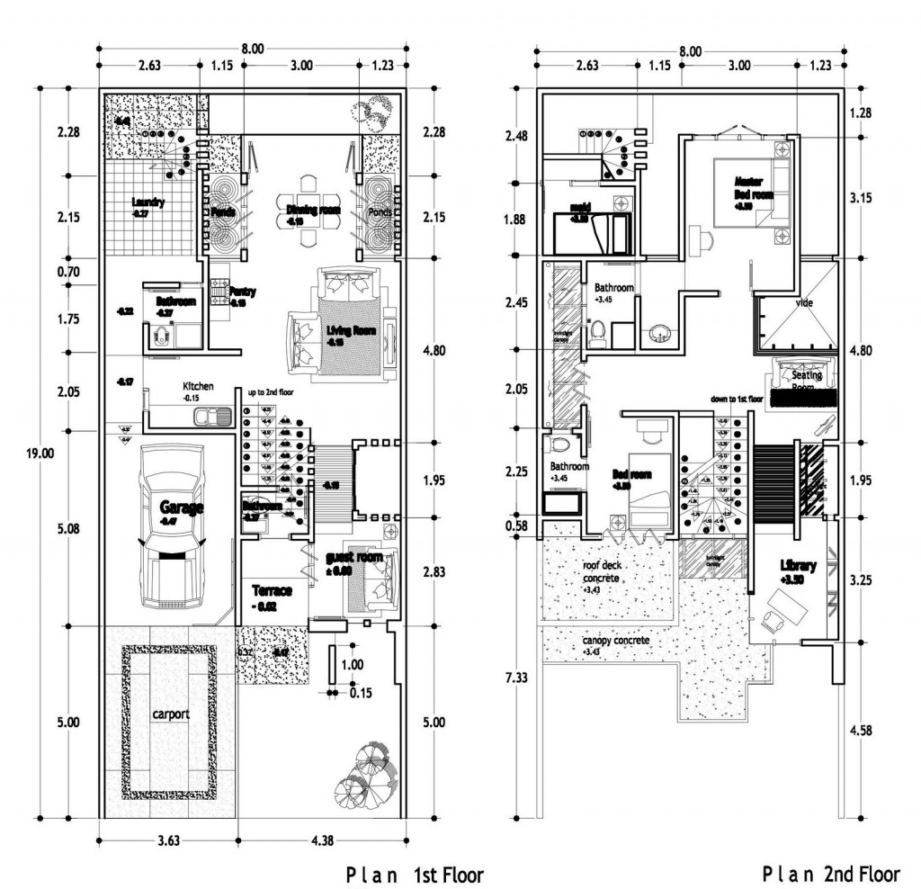 Contoh Denah Rumah Minimalis 2 Lantai | Desain Rumah Minimalis