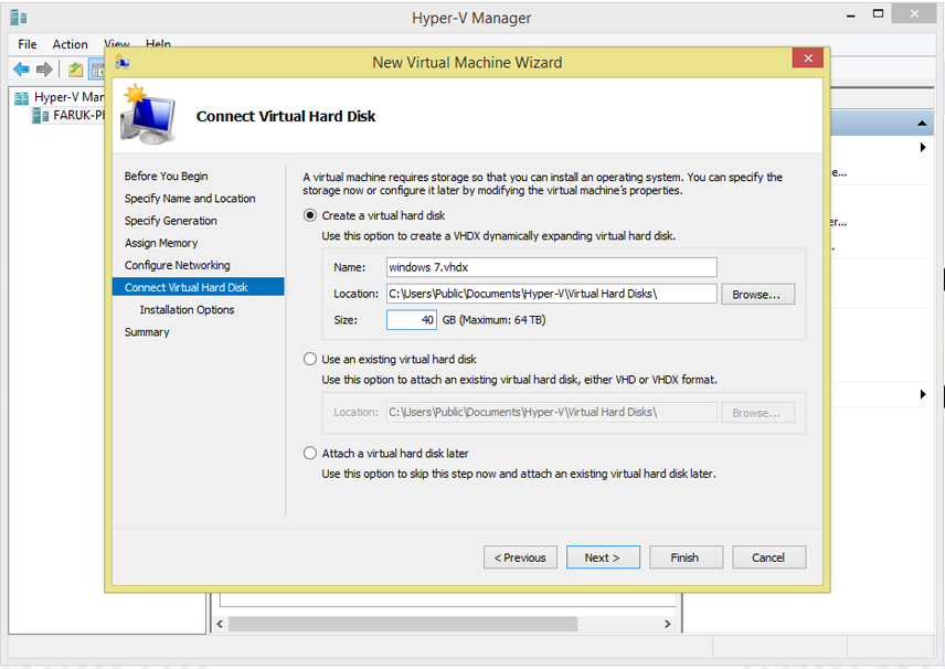 Installing HyperV and Creating a Virtual Machine using HyperV