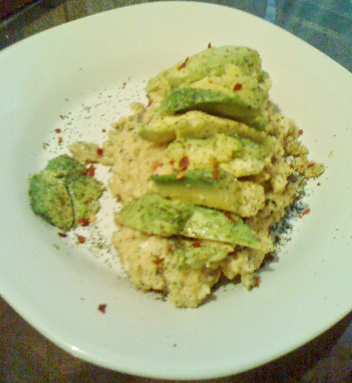 AfroVeganChick Vegan Cheesy Grits, Tempeh, And Avocado