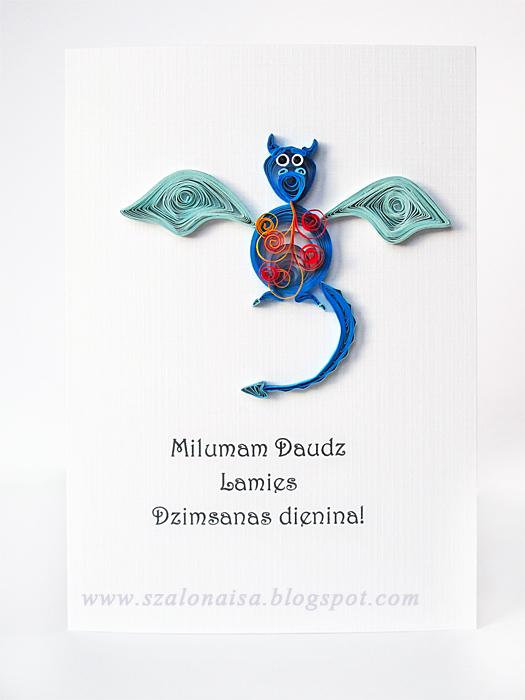 Quilled handmade cards Szalonaisa's Wonderland Quilled Dragon Card