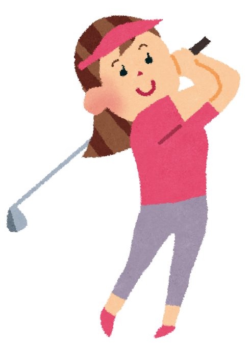 無料イラスト かわいいフリー素材集 ゴルフをする女性のイラスト ゴルファー