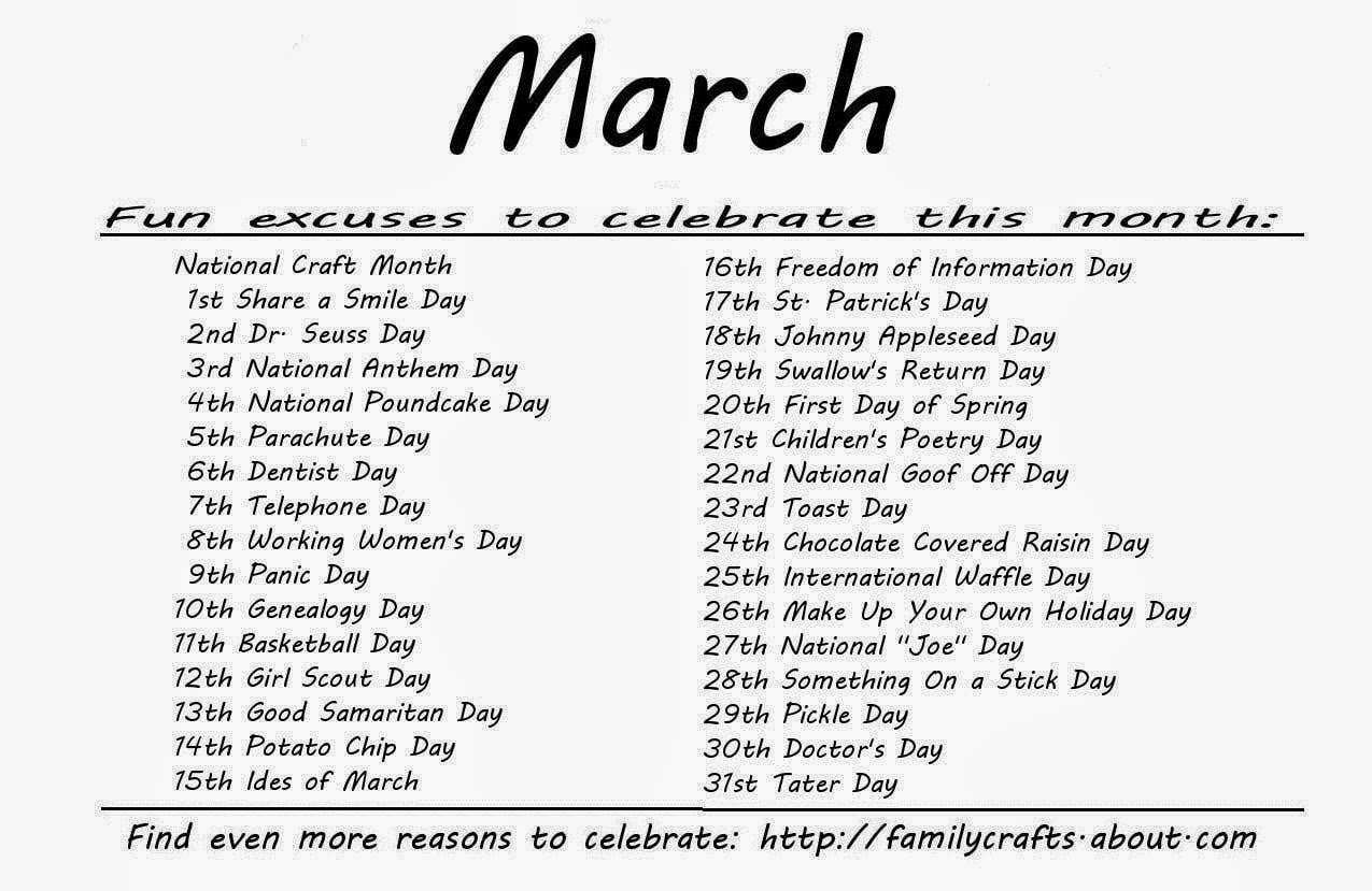 Kindergarten and Mooneyisms Special Days March