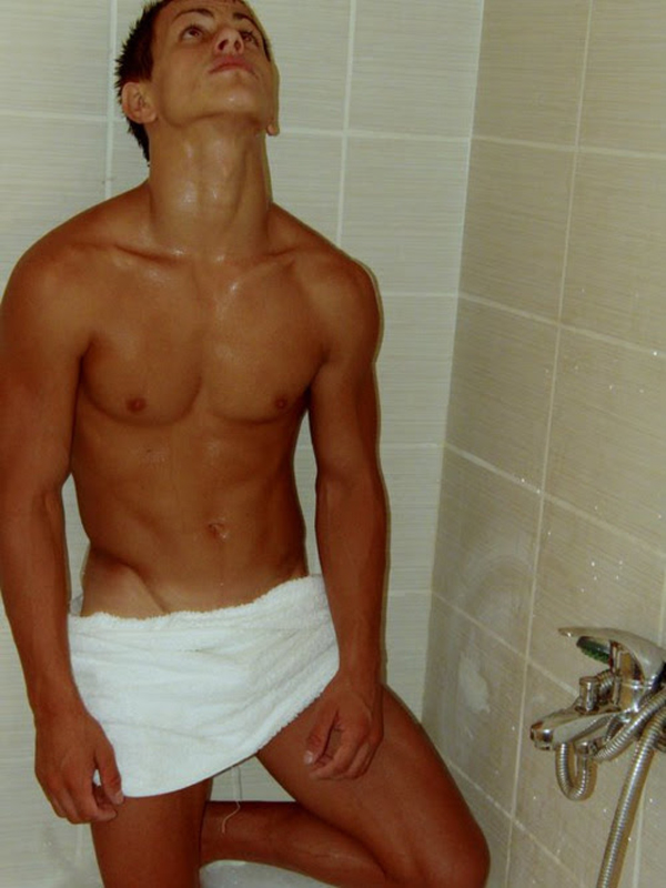 Hot guy jerks off the shower gorgeous fan photo