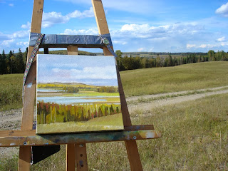 steel sky woman plein air painting landscape painting by verna vogel