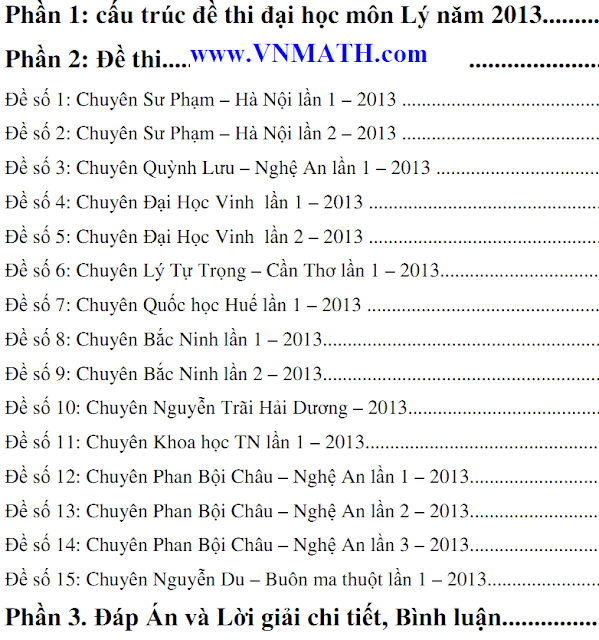 đáp án đề thi đại học môn lý khối A năm 2013 đáp án đề thi đại học môn lý khối A năm 2013