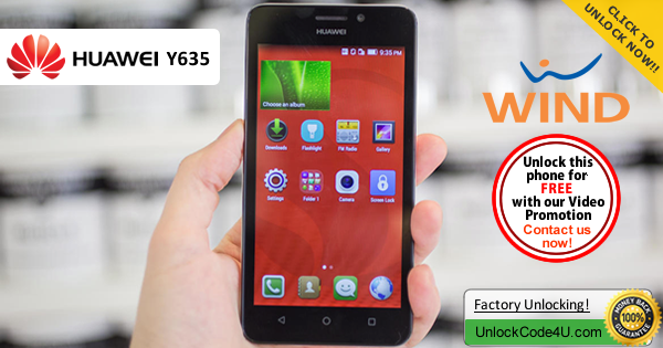 Unlock Huawei Y635 from Wind by unlock code and use it on any GSM network around the world :) Factory Unlock Code Huawei Y635 from Wind