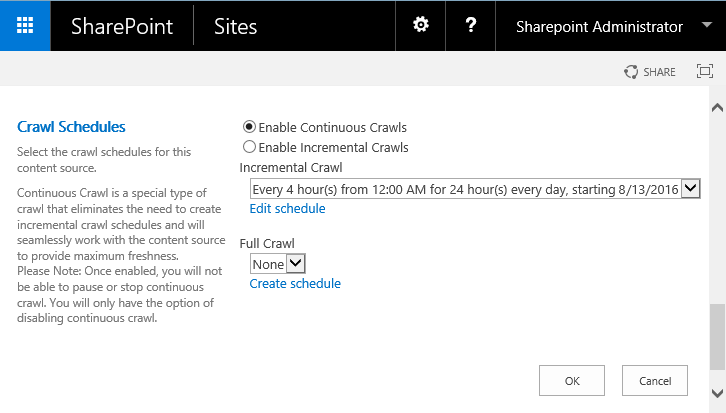 enable continuous crawl sharepoint 2013